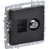 IEK BRITE Розетка двойная TV+RJ45 кат.5E РТВ/РК12-БрЧ черный