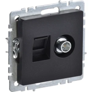 IEK BRITE Розетка двойная TV+RJ45 кат.5E РТВ/РК12-БрЧ черный - BR-AK20-1-K02 IEK BRITE Розетка двойная TV+RJ45 кат.5E РТВ/РК12-БрЧ черный - BR-AK20-1-K02