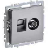 IEK BRITE Розетка двойная TV+RJ45 кат.5E РТВ/РК12-БрС сталь