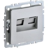 IEK BRITE Розетка двойная RJ11+RJ45 кат.5E РК/Т12-БрА алюминий