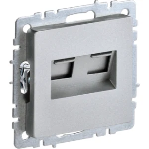 IEK BRITE Розетка двойная RJ11+RJ45 кат.5E РК/Т12-БрА алюминий - BR-KT20-O-1-K47 IEK BRITE Розетка двойная RJ11+RJ45 кат.5E РК/Т12-БрА алюминий - BR-KT20-O-1-K47