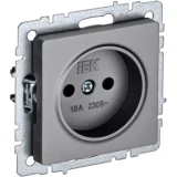 IEK BRITE Розетка 1-местная без заземления без защитных шторок 10А РС10-1-0-БрС сталь