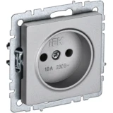 IEK BRITE Розетка 1-местная без заземления без защитных шторок 10А РС10-1-0-БрА алюминий