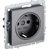 IEK BRITE Розетка 1-местная с заземлением без защитных шторок 16А РС11-1-0-БрС сталь