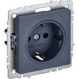 IEK BRITE Розетка 1-местная с заземлением с защитными шторками 16А РС14-1-0-БрМ маренго