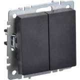 IEK BRITE Выключатель 2-клавишный 10А ВС10-2-0-БрЧ черный