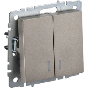 IEK BRITE Выключатель 2-клавишный с индикацией 10А ВС10-2-1-БрШ шампань - BR-V20-1-10-K37 IEK BRITE Выключатель 2-клавишный с индикацией 10А ВС10-2-1-БрШ шампань - BR-V20-1-10-K37