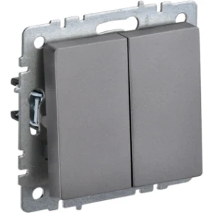 IEK BRITE Выключатель 2-клавишный проходной 10А ВС10-2-6-БрС сталь - BR-V22-0-10-K46 IEK BRITE Выключатель 2-клавишный проходной 10А ВС10-2-6-БрС сталь - BR-V22-0-10-K46
