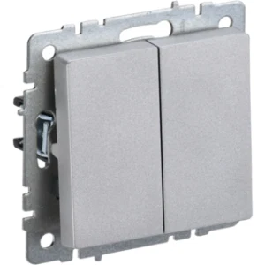 IEK BRITE Выключатель 2-клавишный проходной 10А ВС10-2-6-БрА алюминий - BR-V22-0-10-K47 IEK BRITE Выключатель 2-клавишный проходной 10А ВС10-2-6-БрА алюминий - BR-V22-0-10-K47