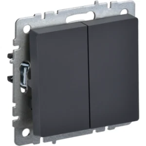 IEK BRITE Выключатель 2-клавишный проходной 10А ВС10-2-6-БрГ графит - BR-V22-0-10-K53 IEK BRITE Выключатель 2-клавишный проходной 10А ВС10-2-6-БрГ графит - BR-V22-0-10-K53