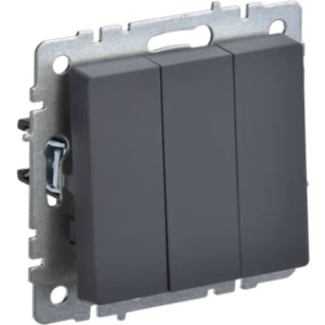 IEK BRITE Выключатель 3-клавишный 10А ВС10-3-0-БрГ графит - BR-V30-0-10-K53 IEK BRITE Выключатель 3-клавишный 10А ВС10-3-0-БрГ графит - BR-V30-0-10-K53