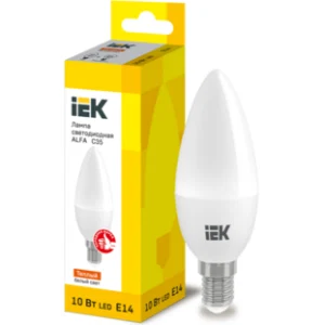 IEK Лампа светодиодная ALFA C35 свеча 10Вт 230В 3000К E14 - LLA-C35-10-230-30-E14 IEK Лампа светодиодная ALFA C35 свеча 10Вт 230В 3000К E14 - LLA-C35-10-230-30-E14