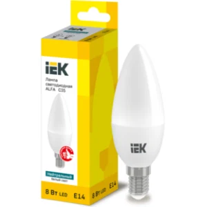 IEK Лампа светодиодная ALFA C35 свеча 8Вт 230В 4000К E14 - LLA-C35-8-230-40-E14 IEK Лампа светодиодная ALFA C35 свеча 8Вт 230В 4000К E14 - LLA-C35-8-230-40-E14