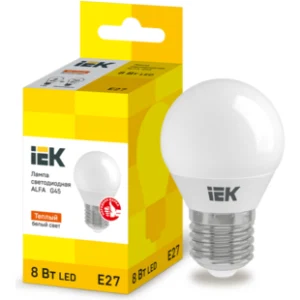 IEK Лампа светодиодная ALFA G45 шар 8Вт 230В 3000К E27 - LLA-G45-8-230-30-E27 IEK Лампа светодиодная ALFA G45 шар 8Вт 230В 3000К E27 - LLA-G45-8-230-30-E27