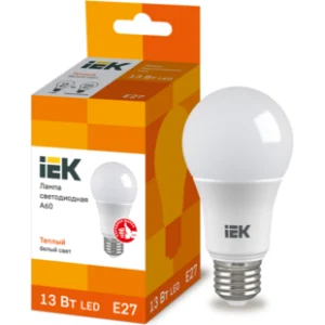 IEK Лампа светодиодная A60 шар 13Вт 230В 3000К E27 - LLE-A60-13-230-30-E27 IEK Лампа светодиодная A60 шар 13Вт 230В 3000К E27 - LLE-A60-13-230-30-E27