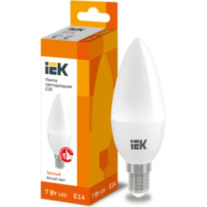 IEK Лампа светодиодная C35 свеча 7Вт 230В 3000К E14 - LLE-C35-7-230-30-E14 IEK Лампа светодиодная C35 свеча 7Вт 230В 3000К E14 - LLE-C35-7-230-30-E14
