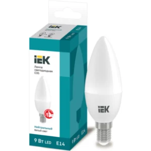IEK Лампа светодиодная C35 свеча 9Вт 230В 4000К E14 - LLE-C35-9-230-40-E14 IEK Лампа светодиодная C35 свеча 9Вт 230В 4000К E14 - LLE-C35-9-230-40-E14