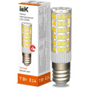 IEK Лампа светодиодная CORN капсула 7Вт 230В 3000К керамика E14 - LLE-CORN-7-230-30-E14 IEK Лампа светодиодная CORN капсула 7Вт 230В 3000К керамика E14 - LLE-CORN-7-230-30-E14