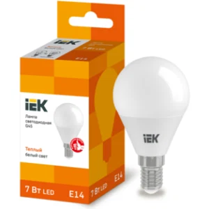 IEK Лампа светодиодная G45 шар 7Вт 230В 3000К E14 - LLE-G45-7-230-30-E14 IEK Лампа светодиодная G45 шар 7Вт 230В 3000К E14 - LLE-G45-7-230-30-E14