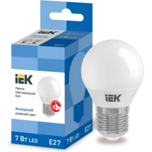 IEK Лампа светодиодная G45 шар 7Вт 230В 6500К E27 - LLE-G45-7-230-65-E27 IEK Лампа светодиодная G45 шар 7Вт 230В 6500К E27 - LLE-G45-7-230-65-E27
