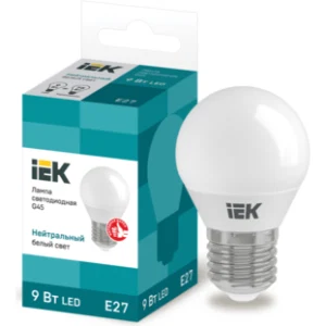 IEK Лампа светодиодная G45 шар 9Вт 230В 4000К E27 - LLE-G45-9-230-40-E27 IEK Лампа светодиодная G45 шар 9Вт 230В 4000К E27 - LLE-G45-9-230-40-E27