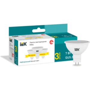 IEK Лампа светодиодная MR16 софит 7Вт 230В 4000К GU5,3 (3шт/упак) - LLE-MR16-07-230-40-GU5-3 IEK Лампа светодиодная MR16 софит 7Вт 230В 4000К GU5,3 (3шт/упак) - LLE-MR16-07-230-40-GU5-3
