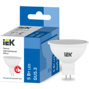 IEK Лампа светодиодная MR16 софит 5Вт 230В 6500К GU5.3 - LLE-MR16-5-230-65-GU5 IEK Лампа светодиодная MR16 софит 5Вт 230В 6500К GU5.3 - LLE-MR16-5-230-65-GU5