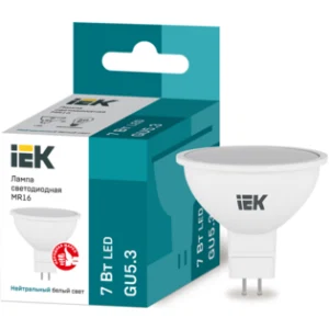 IEK Лампа светодиодная MR16 софит 7Вт 230В 4000К GU5.3 - LLE-MR16-7-230-40-GU5 IEK Лампа светодиодная MR16 софит 7Вт 230В 4000К GU5.3 - LLE-MR16-7-230-40-GU5