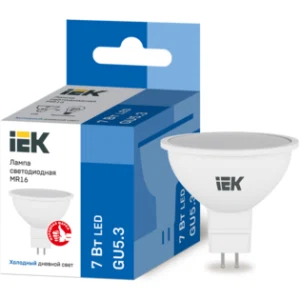 IEK Лампа светодиодная MR16 софит 7Вт 230В 6500К GU5.3 - LLE-MR16-7-230-65-GU5 IEK Лампа светодиодная MR16 софит 7Вт 230В 6500К GU5.3 - LLE-MR16-7-230-65-GU5
