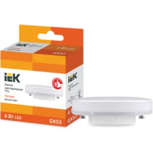 IEK Лампа светодиодная T75 таблетка 6Вт 230В 3000К GX53 - LLE-T80-6-230-30-GX53 IEK Лампа светодиодная T75 таблетка 6Вт 230В 3000К GX53 - LLE-T80-6-230-30-GX53