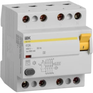 IEK Выключатель дифференциальный (УЗО) ВД1-63S 4Р 40А 300мА - MDV12-4-040-300 IEK Выключатель дифференциальный (УЗО) ВД1-63S 4Р 40А 300мА - MDV12-4-040-300