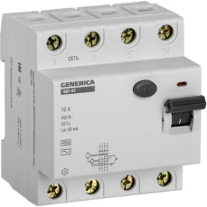 IEK Выключатель дифференциальный (УЗО) ВД1-63 4Р 16А 30мА GENERICA - MDV15-4-016-030 IEK Выключатель дифференциальный (УЗО) ВД1-63 4Р 16А 30мА GENERICA - MDV15-4-016-030